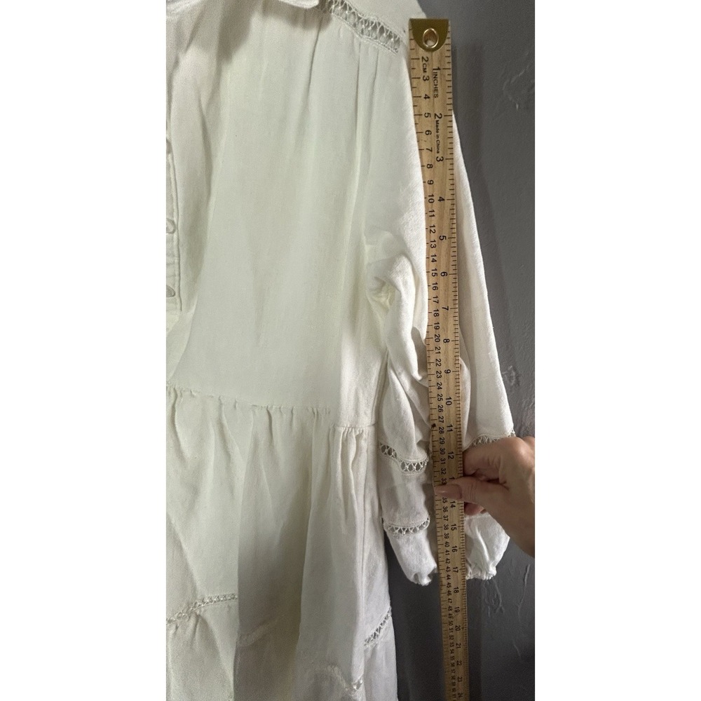 Taylor Women's Dress Babydoll Swing Flowy Dress Size 12 White Tiered Boho Summer - Picture 7 of 11